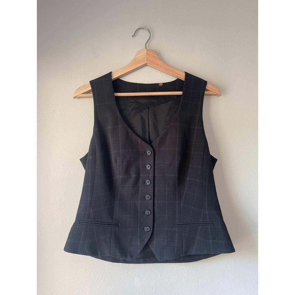 Tahari Y2K Pinstripe Plaid Vest Tank Waistcoat